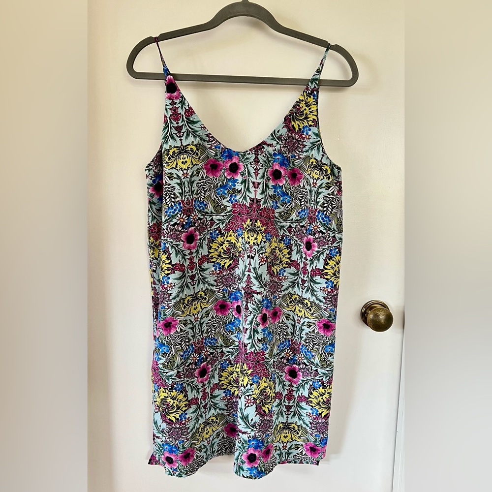 Topshop Floral Slip Mini Dress With Blue & Purple Floral Pattern Size 10